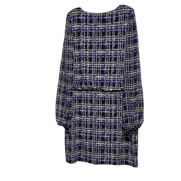 NWT White House Black Market Long Sleeve Blouson Dress Amble Plaid Black Small - Picture 6 of 15